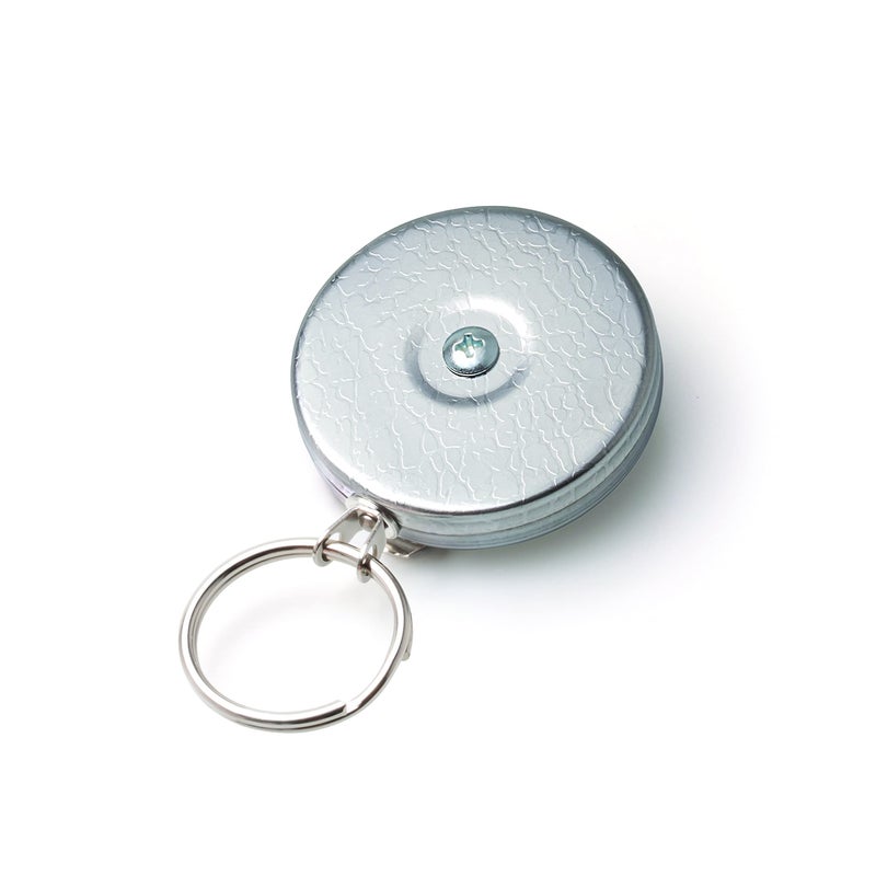 KEY-BAK Original Steel Cable Retractable Keychain with a 48" Stainless Steel Cable, Chrome Front, Steel Belt Clip, 8 oz. Retraction, Split Ring - Image 1